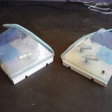 Pair of opalescent glass sconces by Carlo Nason