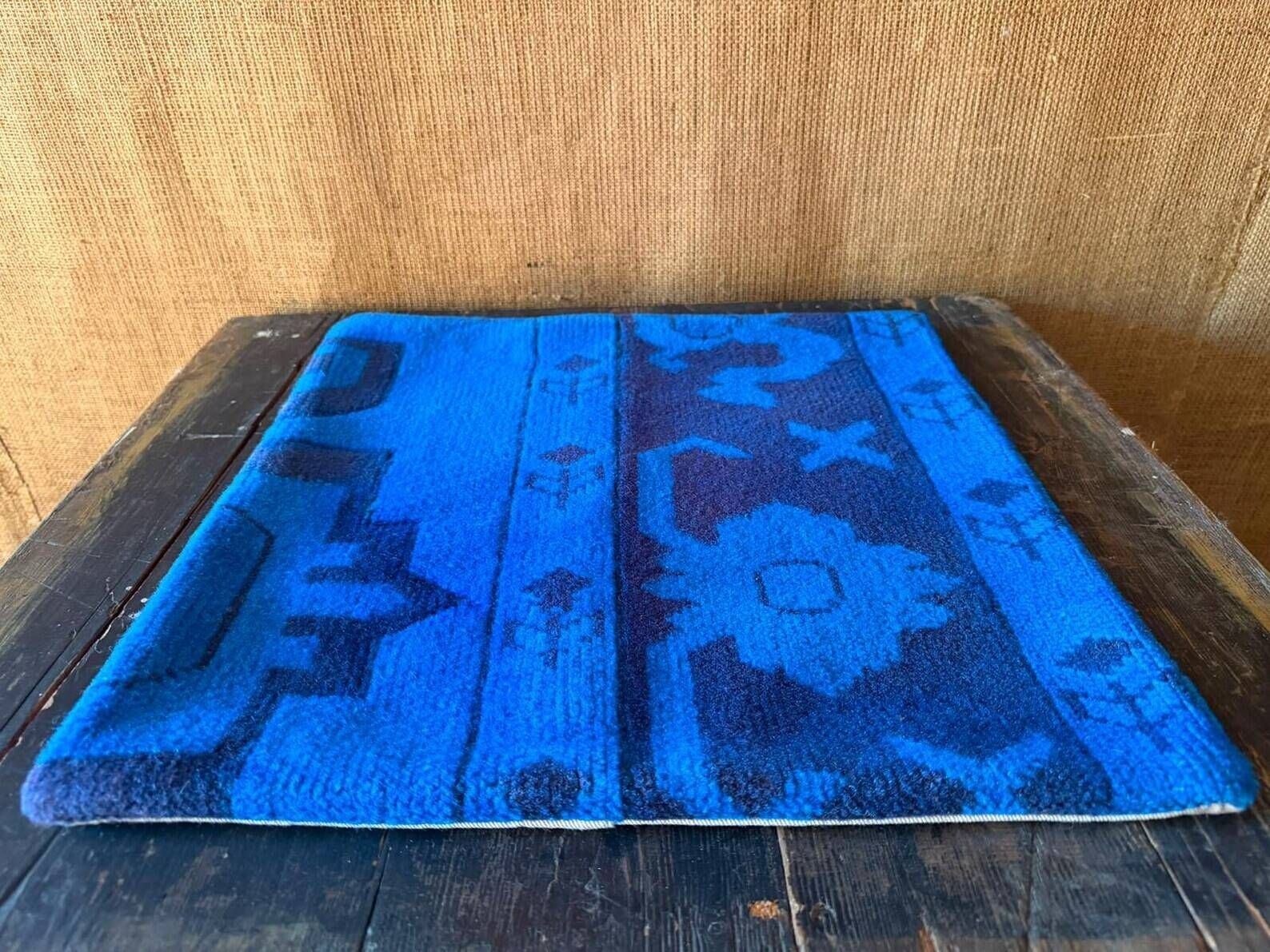 Vintage Turkish Wool Medallion Pillow, Hand-Knotted Rug Cushion