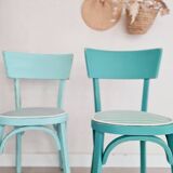 Pair of bistro chairs - blue stripes and velvet