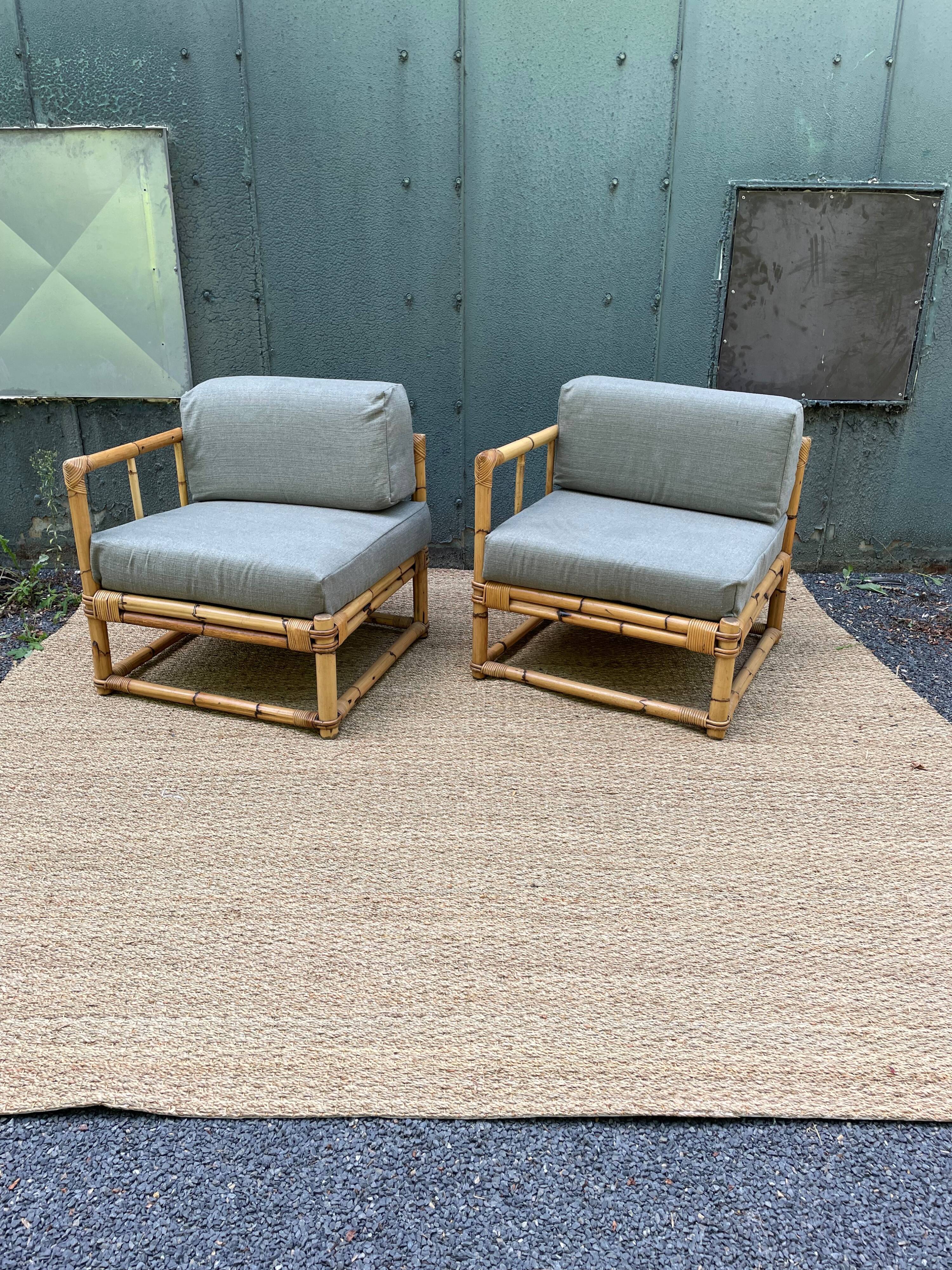 Paire de fauteuils en rotin vintage