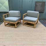 Paire de fauteuils en rotin vintage