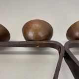 44cm Modernist Auböck Style Brutalist copper metal Candleholder, Austria 19