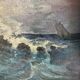19th century miniature painting "The lighthouse in the storm"