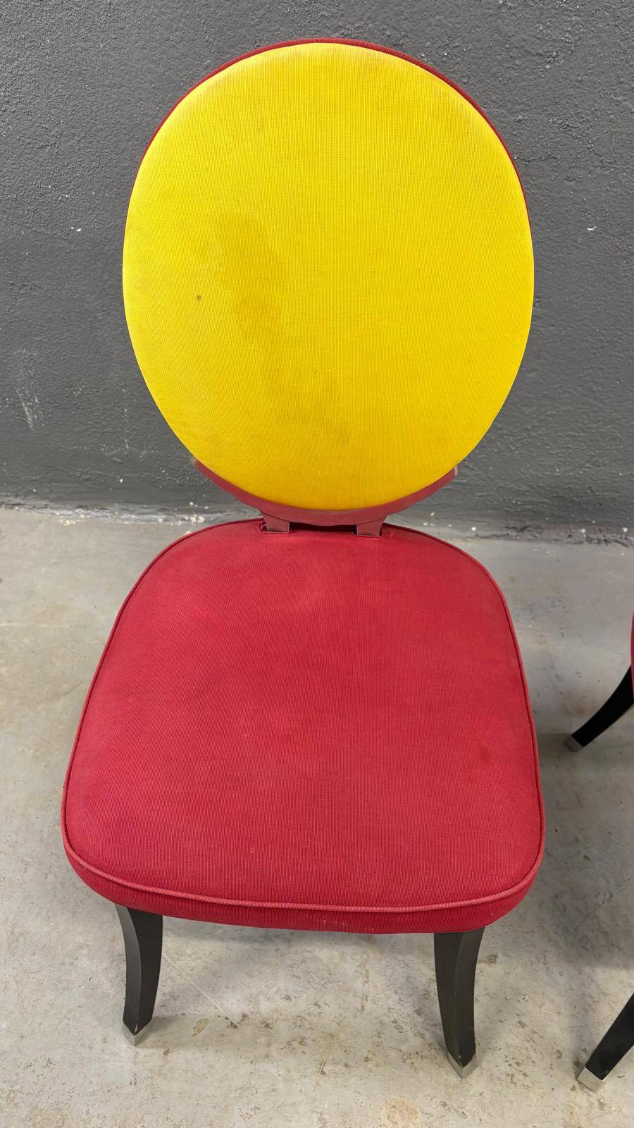 Pair of medallion chairs, Funny Valentine model, by Jean-Charles de Castelbajac, 20th century