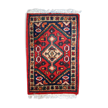 Vintage persian rug hamadan handmade 1.3' x 2' (41cm x 61cm) 1970s, 1c763