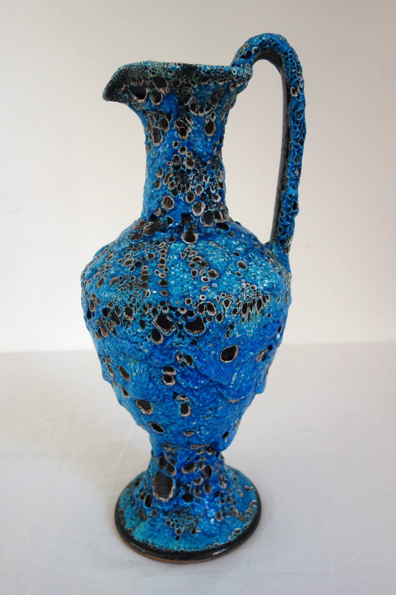 Large Fat Lava enamel vase by Charles Cart, Sea Foam, 1960