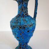 Large Fat Lava enamel vase by Charles Cart, Sea Foam, 1960