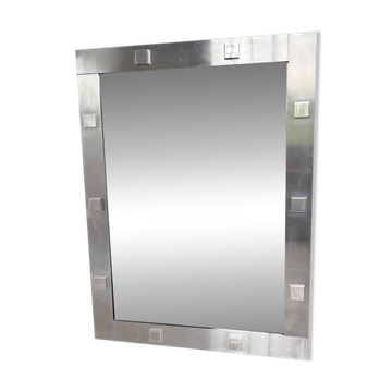 Miroir en acier brossé, années 70