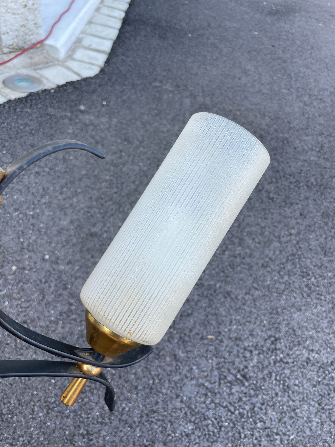 Pair of vintage wall lamps 1950-60 arlus metal and glass