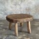 Small stool, oval solid teak accent stool with a two-tone seat.
