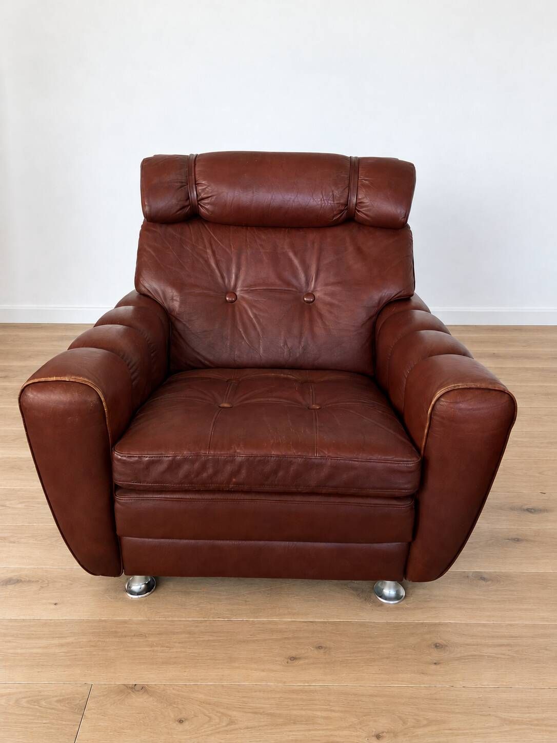 Vintage Danish mid-century lounge chairs by Svend Skipper in burgundy leather