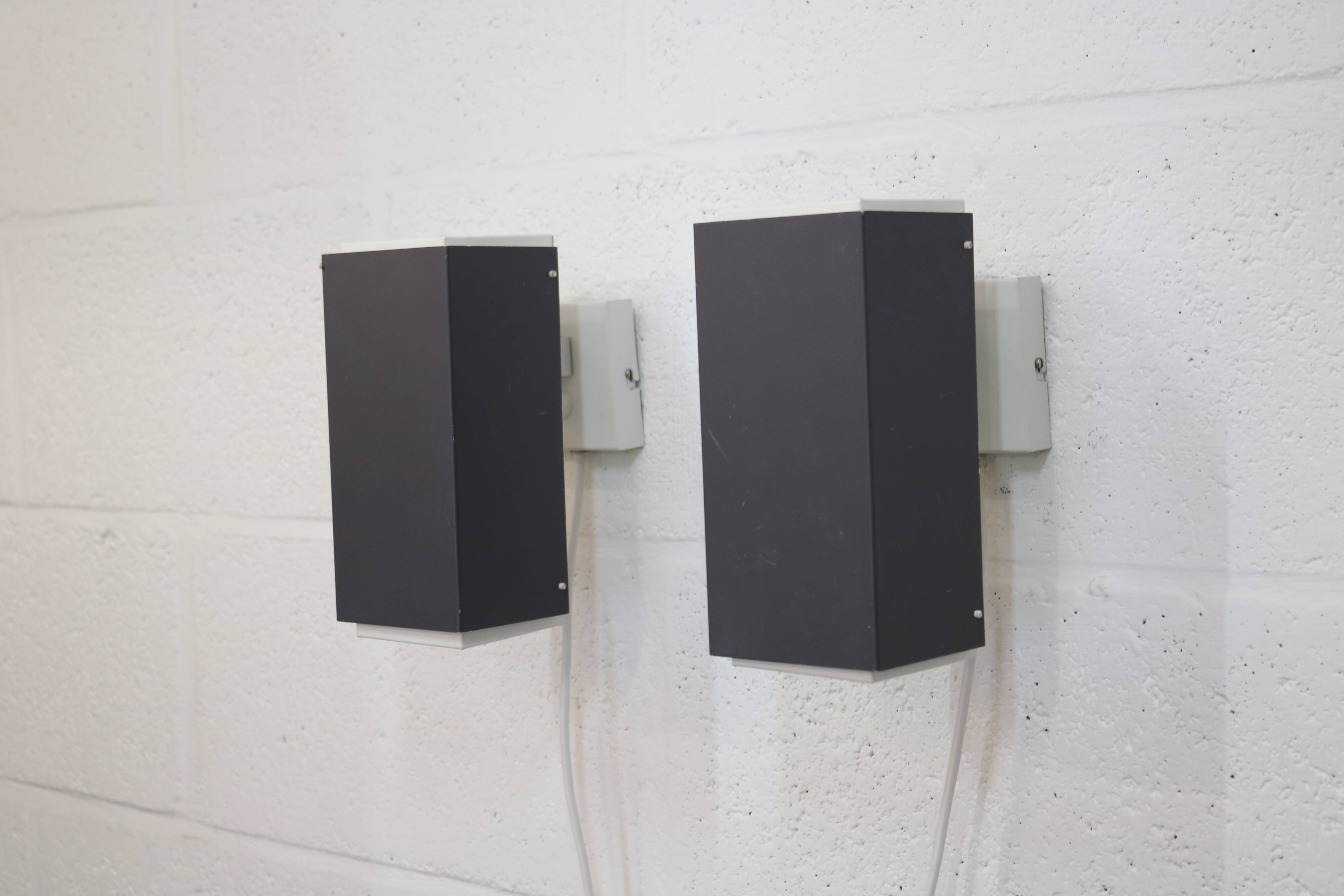 Pair of grey and white wall sconces by Preben Dahl for H. F. Belysning, 1960s