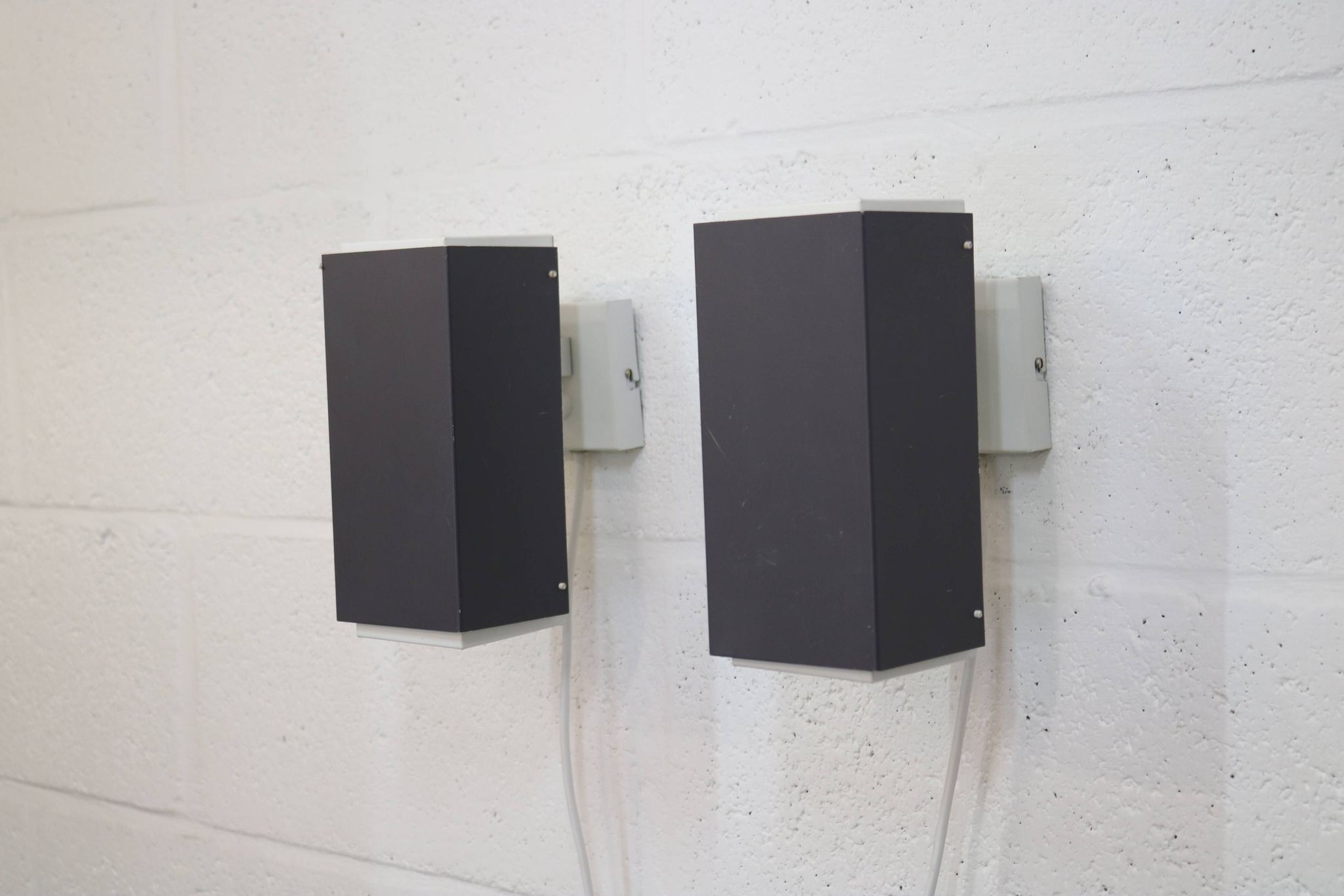 Pair of grey and white wall sconces by Preben Dahl for H. F. Belysning, 1960s