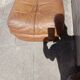 Vintage leather pouf