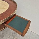 Louis XVI style mahogany bouillotte table in marquetry and bronze