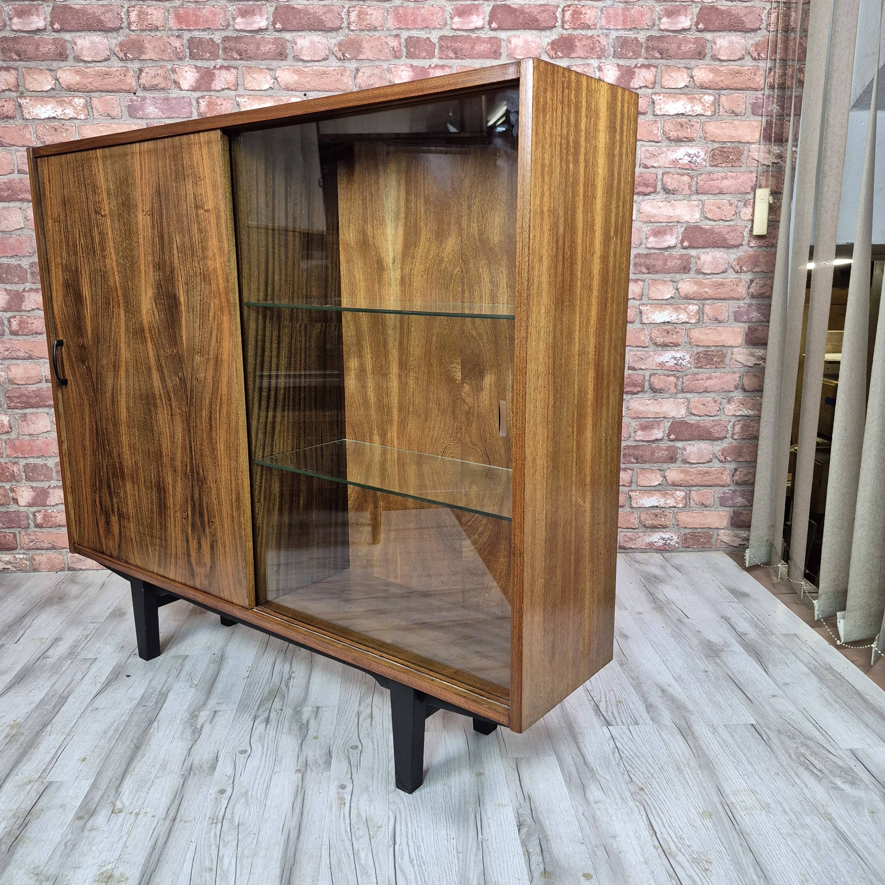 Restored "Violetta" Display Cabinet in Walnut & Mahogany – Poland 1960s