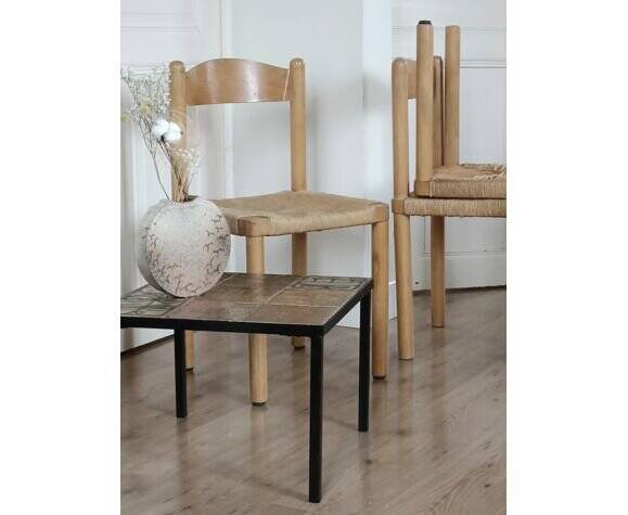 Série de 4 chaises scandinaves assise corde années 60