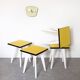 Lot 4 stools wood and formica yellow black and white