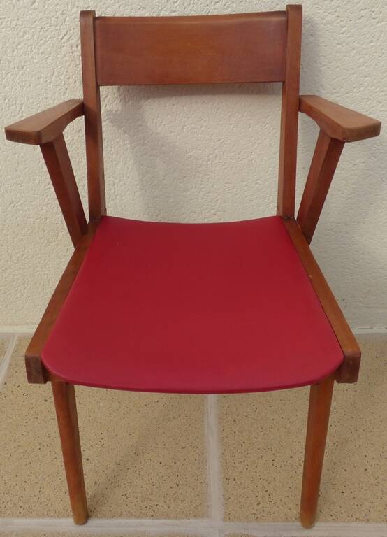 1950s design office chair with compass feet and red Sky seat