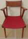 Fauteuil de bureau  pieds compas et assise en skaï rouge, 1950