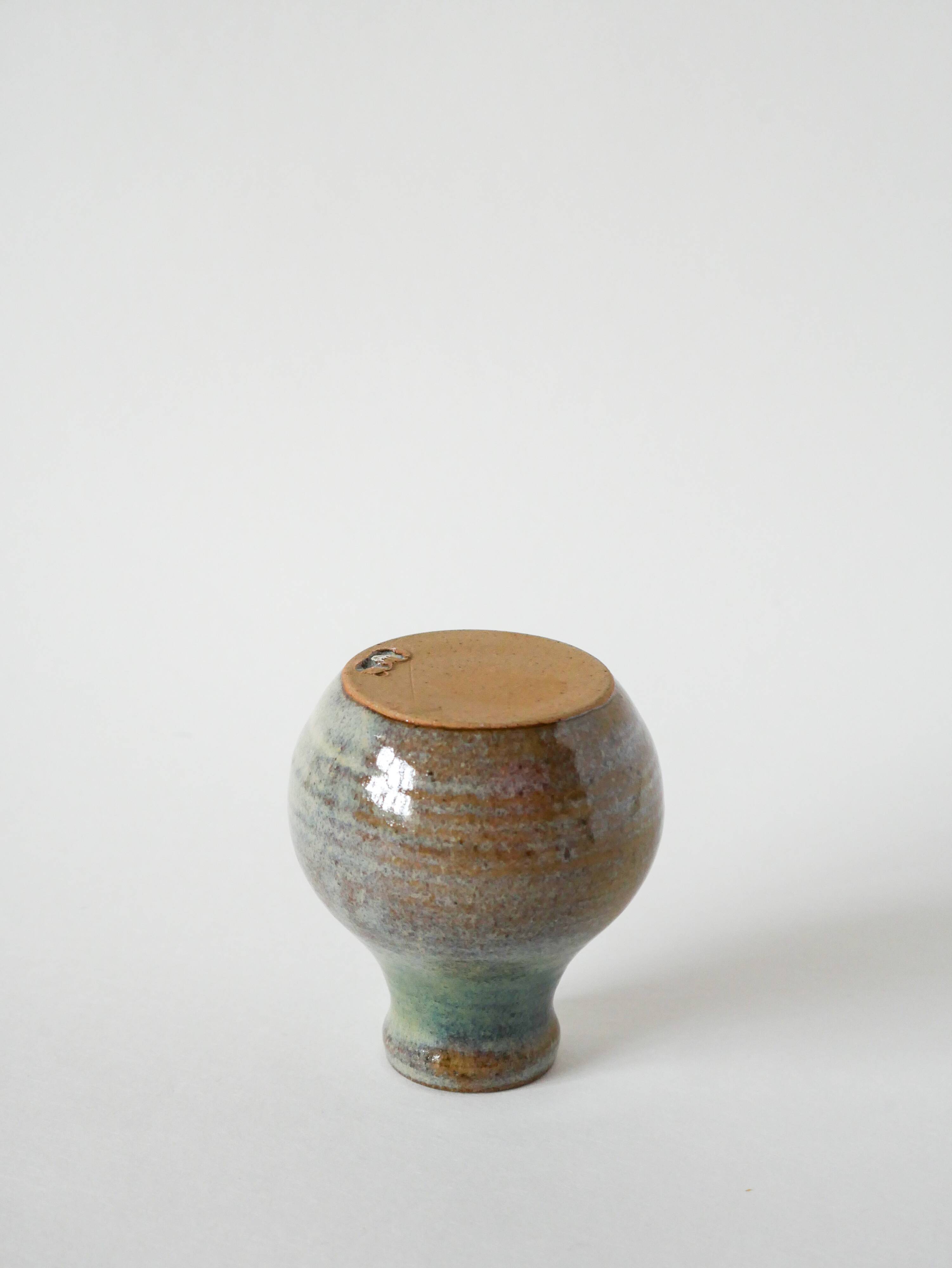 Small glazed stoneware ceramic vase signed, 1970