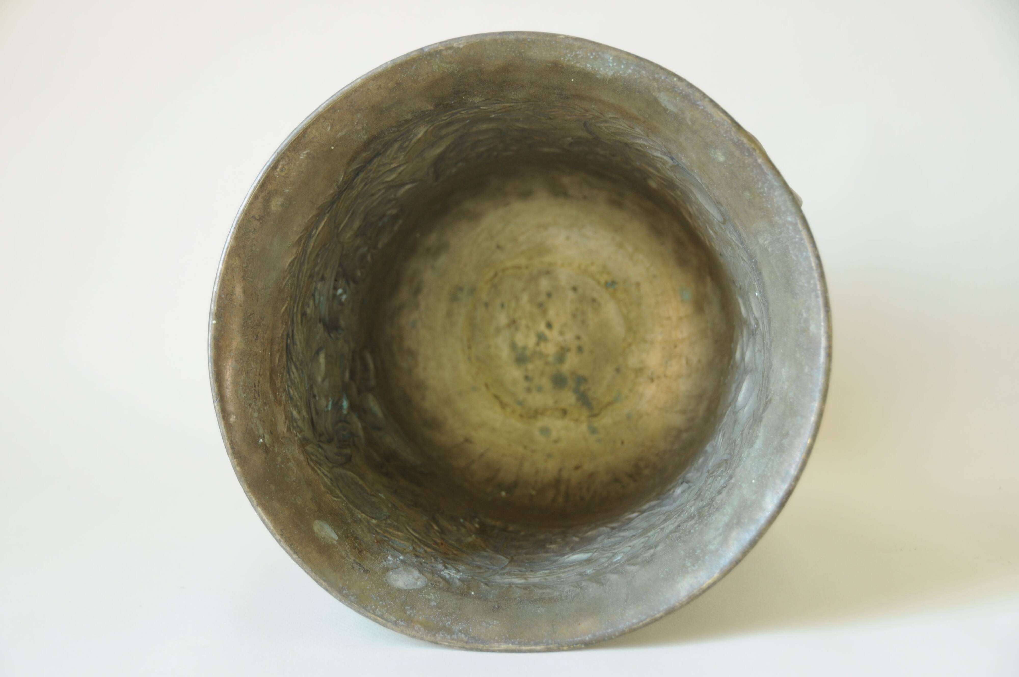 Brass champagne or ice bucket - relief vine decor