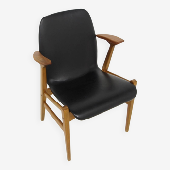 Fauteuil de bureau en skaï, Svegards, Markaryd, Suède, 1950