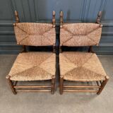Pair of 20th century straw armchairs