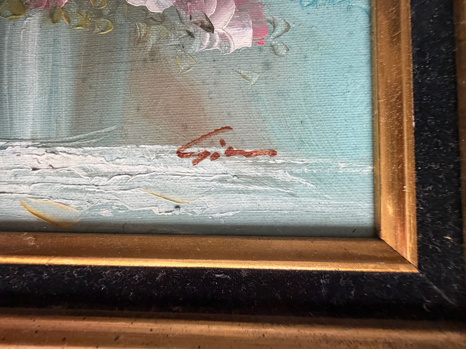 Tableau: oil on canvas - still life with flowers