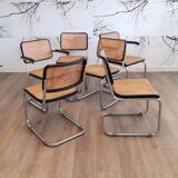 Set of 6 black S32 / S64 chairs by Marcel Breuer for Thonet, 1977