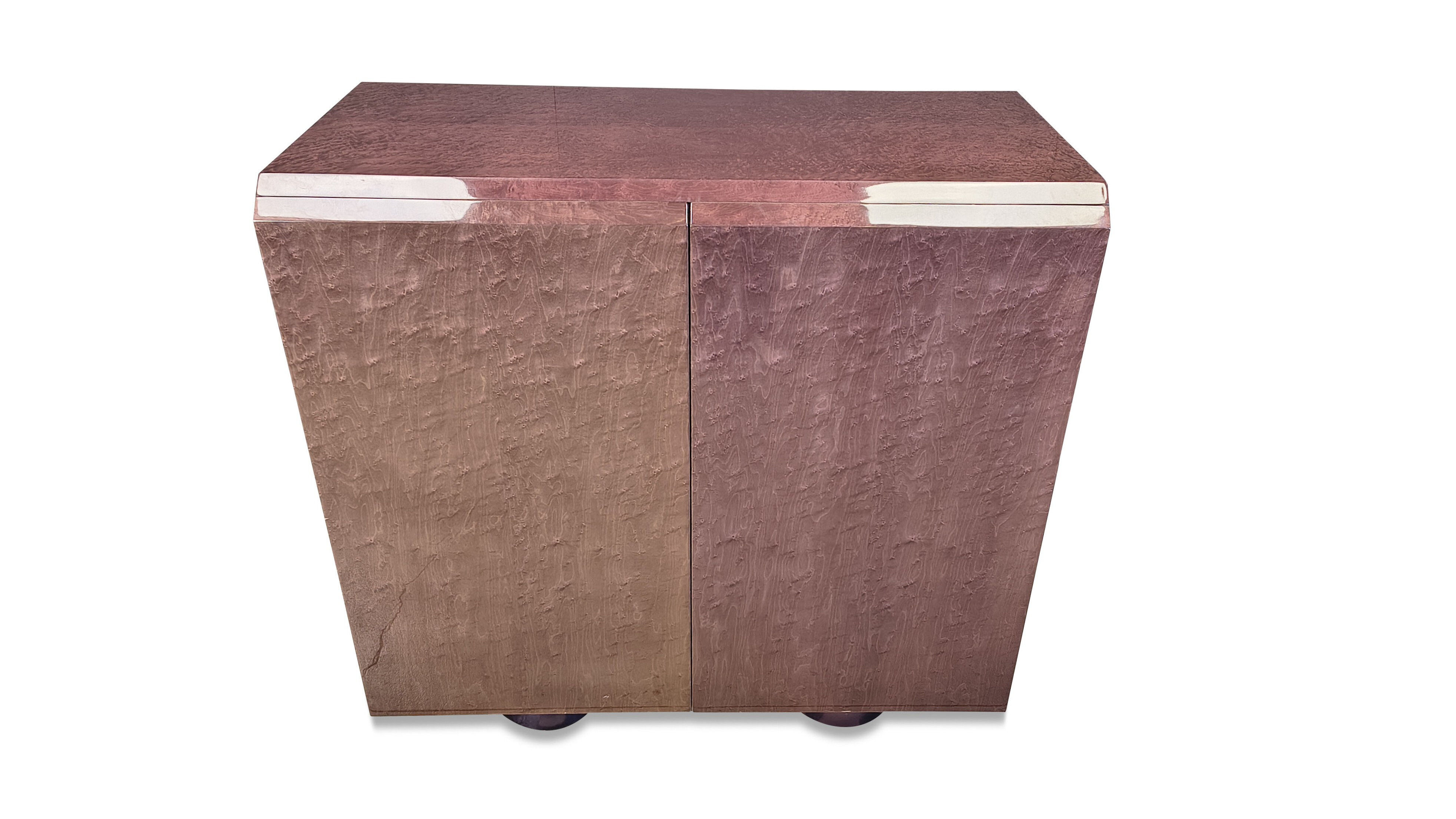 Burl bar cabinet by Giovanni Offredi for Saporiti, 1970s