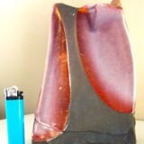 Raku ceramic vase, brutalist, gilded, design by Tony Evans