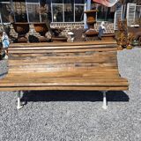 Antique garden bench made of cast iron and oak slats