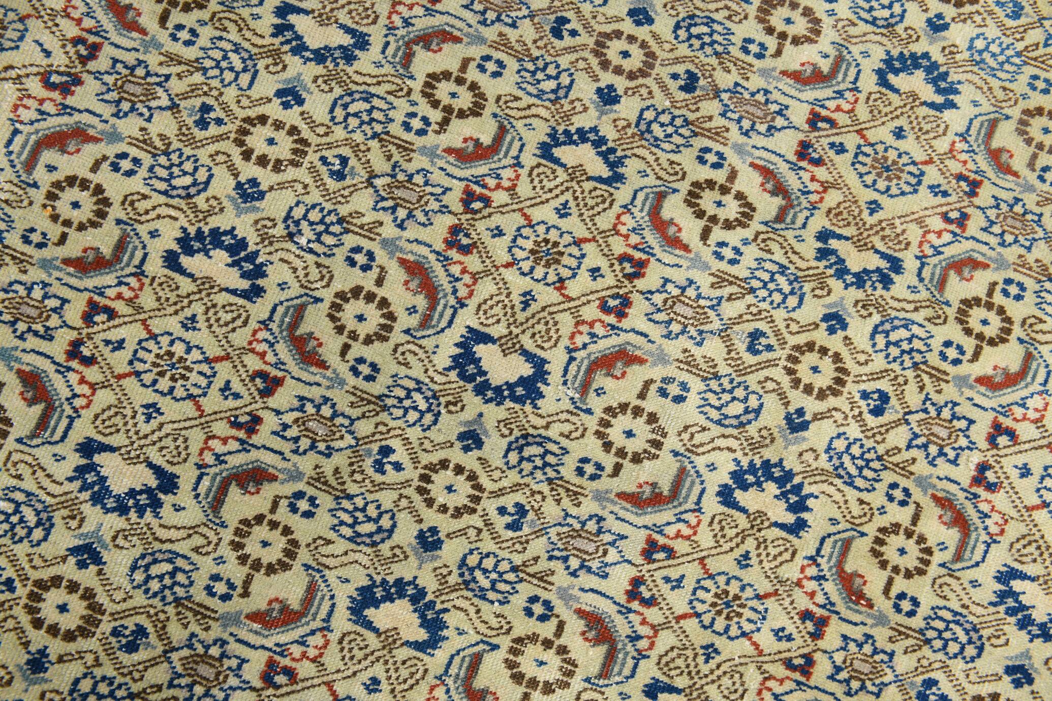 8x11 Vintage Large Blue & Cream Persian Rug, 240x351Cm