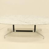 Eames Segmented Oval Dining Table in White Marble & Stainless Steel
