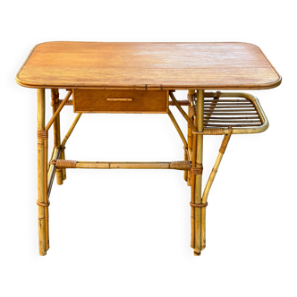 Bureau rotin enfant design vintage années 60