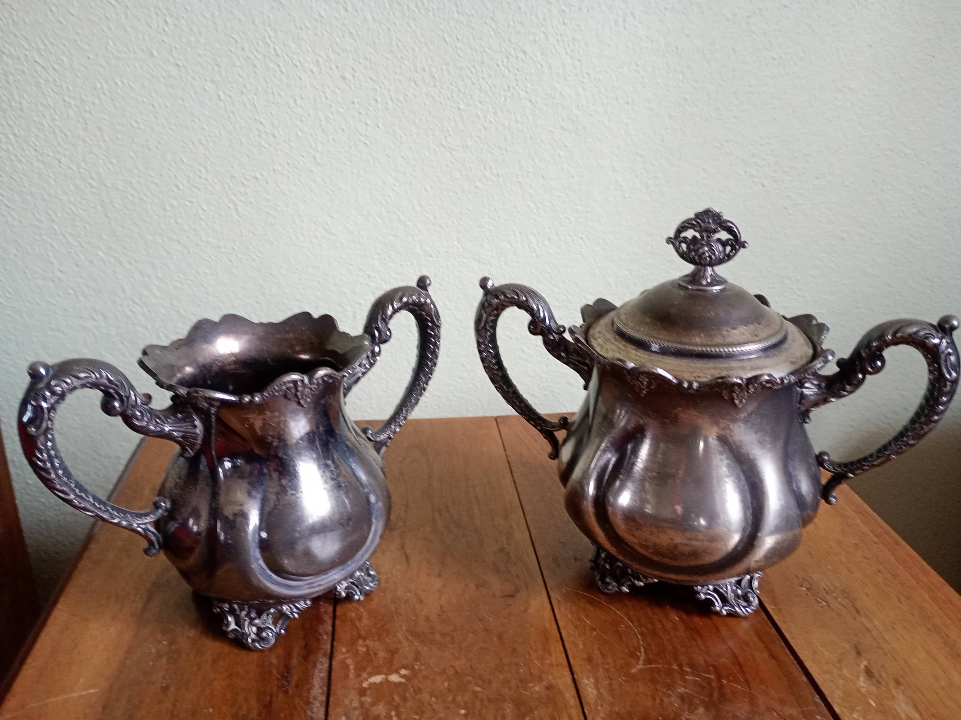 Art Nouveau - Coffee or tea service "W" - silver plated metal - Germany
