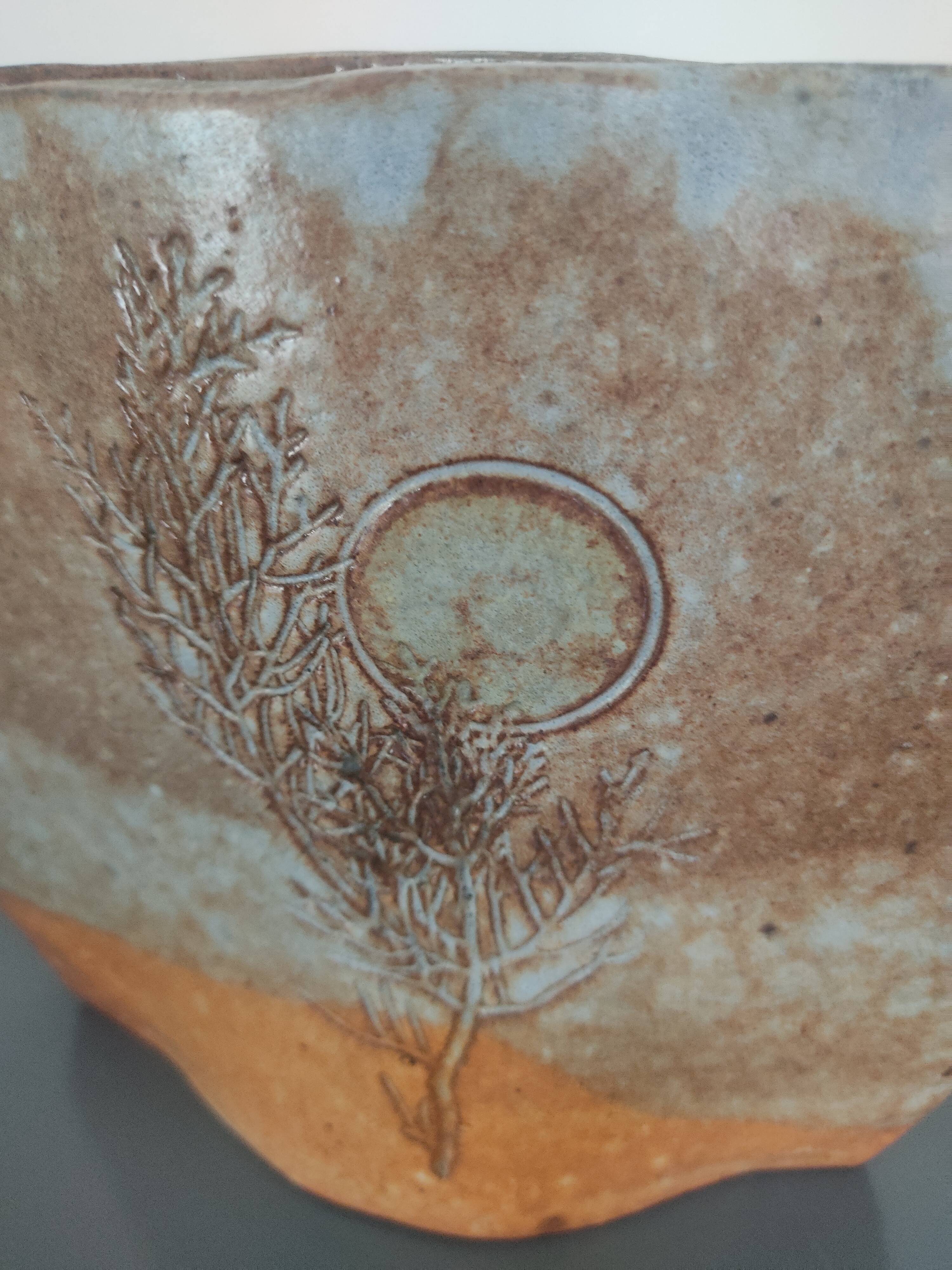 Glazed stoneware vase signed Annette Roux