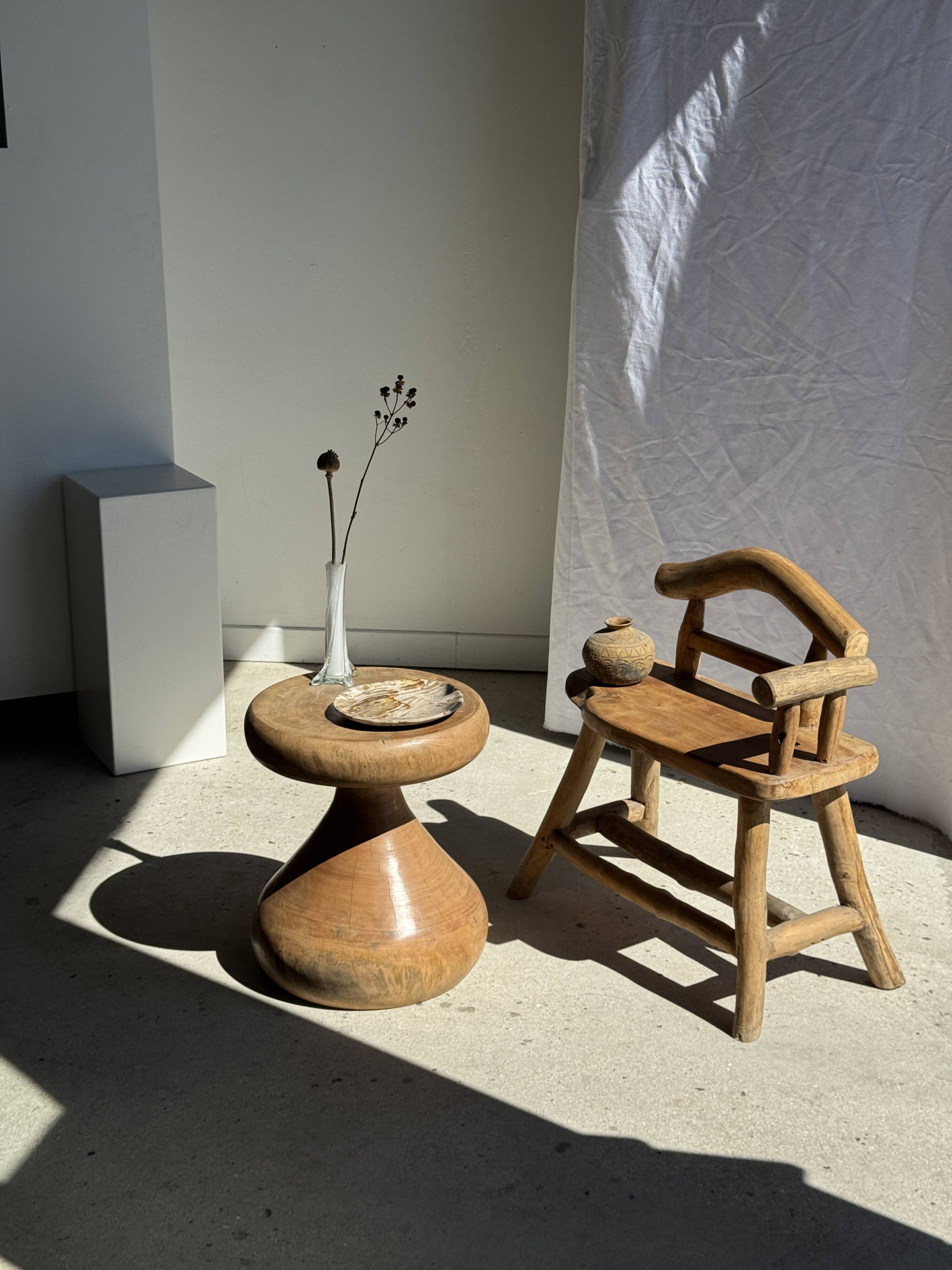 Pawn Natural - Stool, side table, end table in solid mango wood