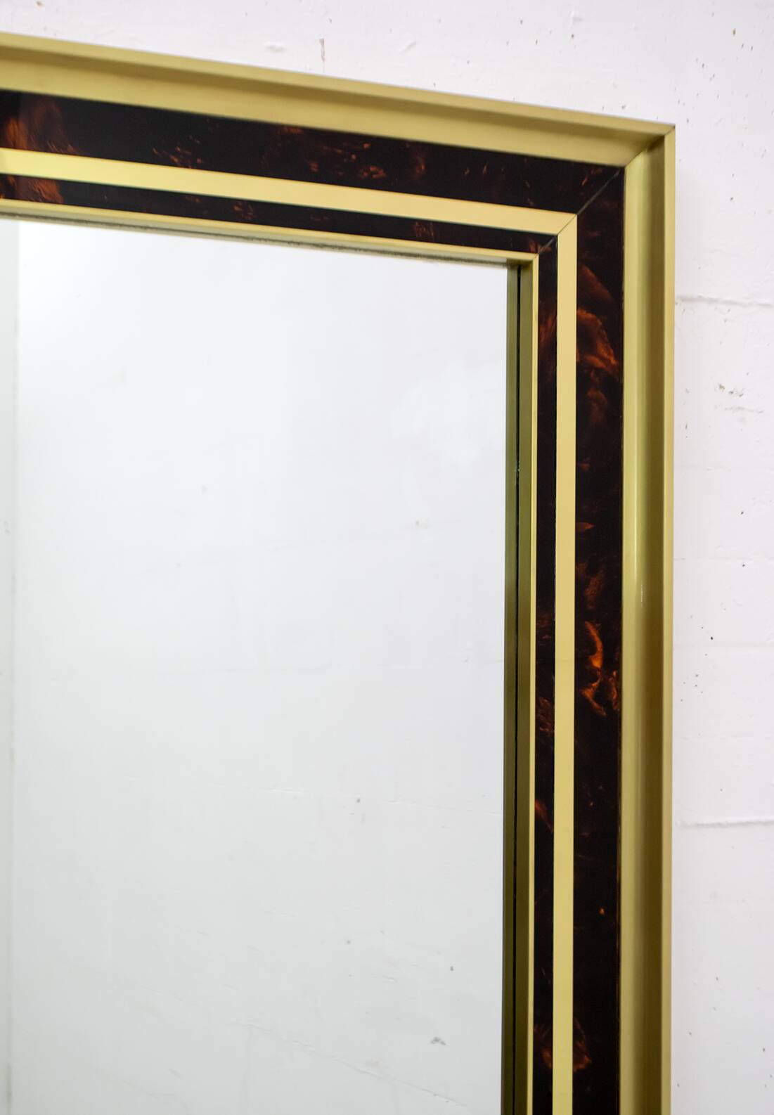 Sandro Petti Midcentury Italian Brass and Celluloid Mirror by "Metal Art",