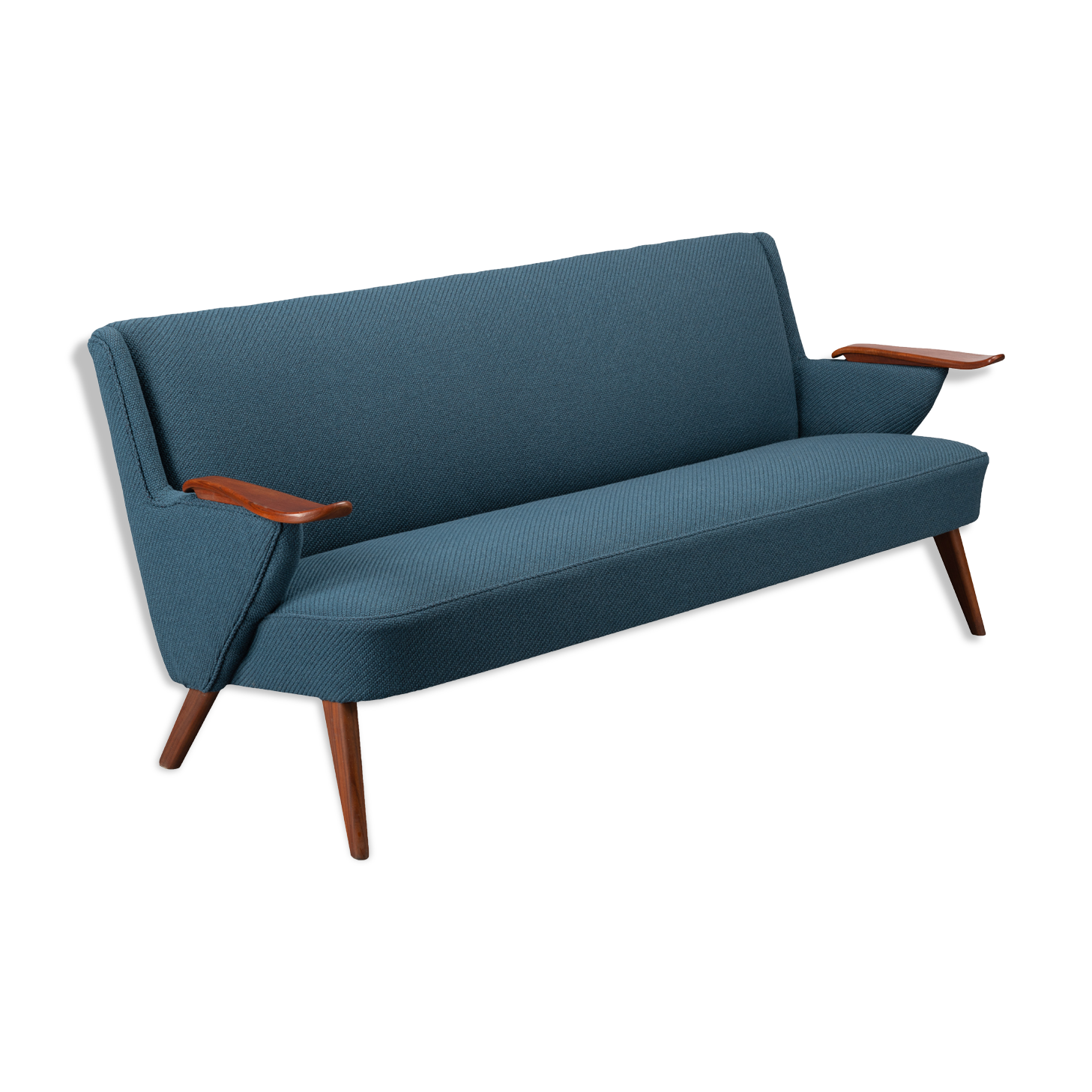 Danish reupholstered blue sofa by Johannes Andersen for CFC Silkeborg, 1960s