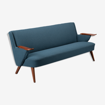 Danish reupholstered blue sofa by Johannes Andersen for CFC Silkeborg, 1960s