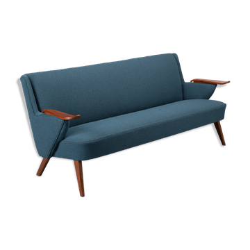 Danish reupholstered blue sofa by Johannes Andersen for CFC Silkeborg, 1960s