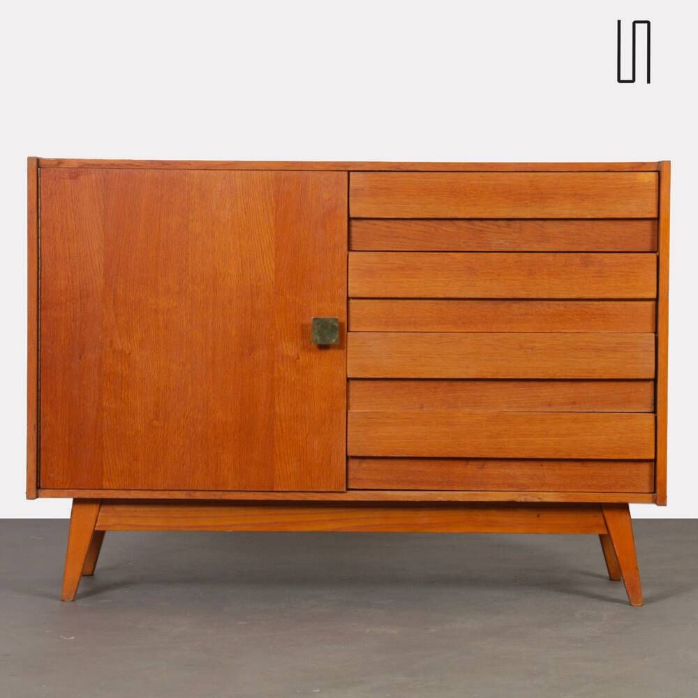 Vintage oak storage by Jiri Jiroutek, model U-458, 1960s - Eastern European Design Rangemen