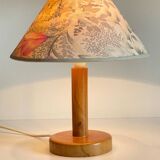 LAMP in Solid Pine Floral Shade VINTAGE