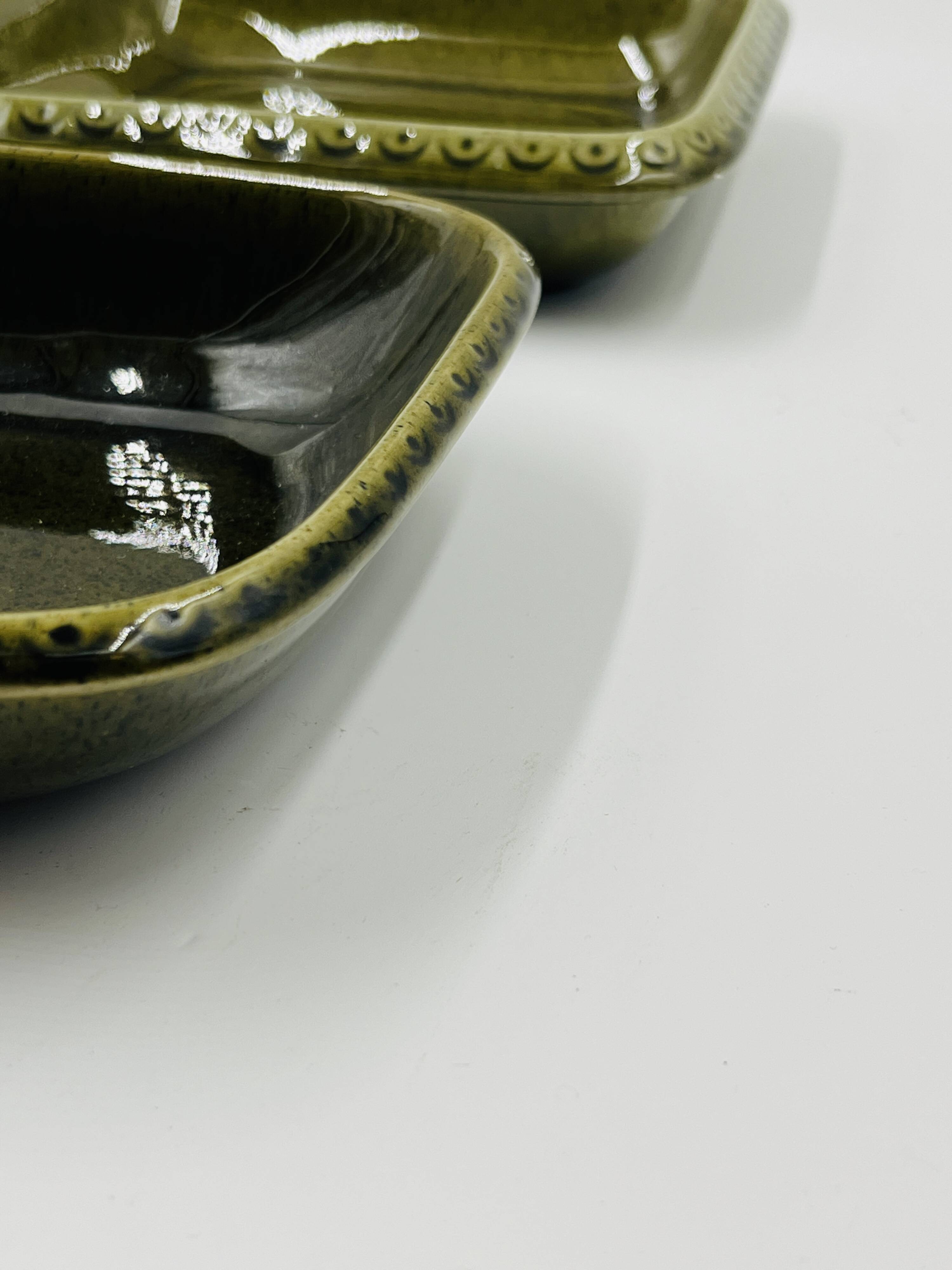 Lot 2 plats carrés en grès Deco Hälsingborg K.J. Svensson