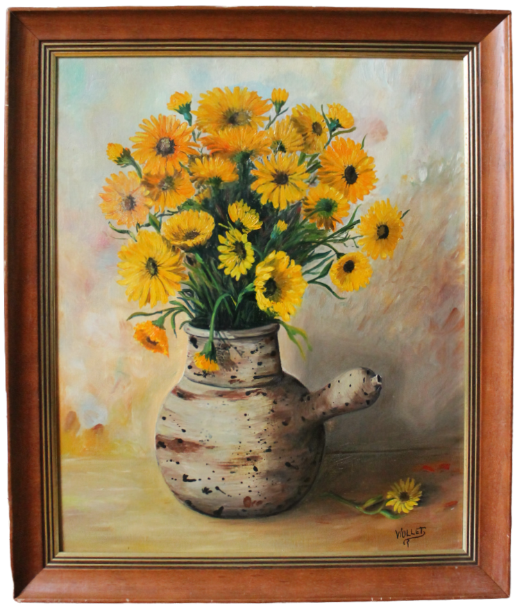 Painting by Viollet F. "Bouquet of yellow flowers"