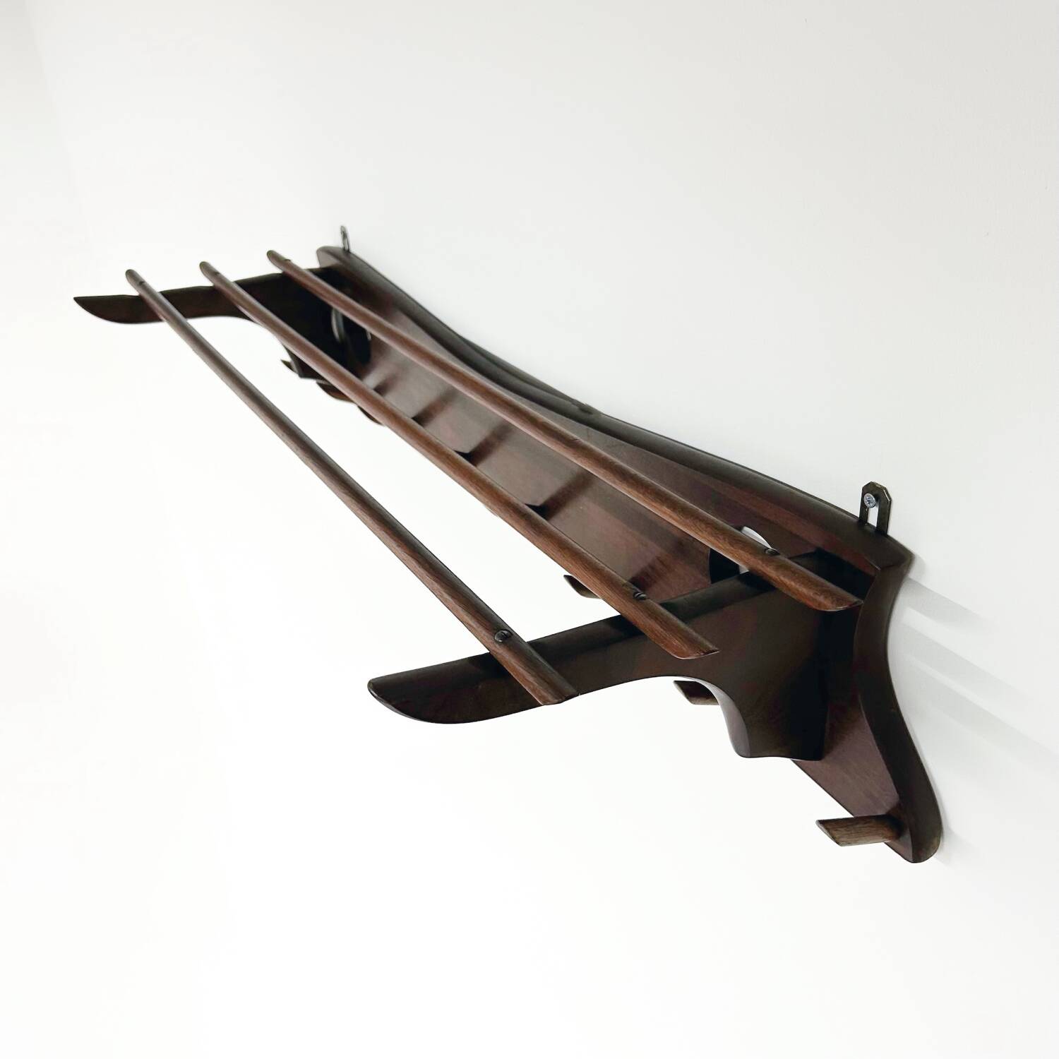 Vintage Wall Coat Rack of Solid Teak , 1960s | Two-tone Wood