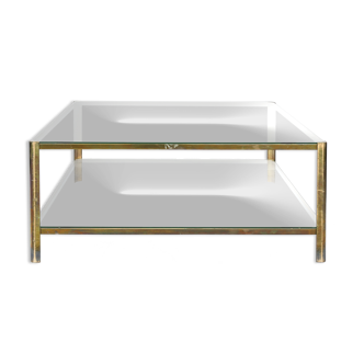 Table basse à double plateaux de verre