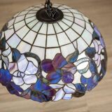 20th-Century Hanging Lamp with Multicolored Shade in the style of Tiffany, 1940s